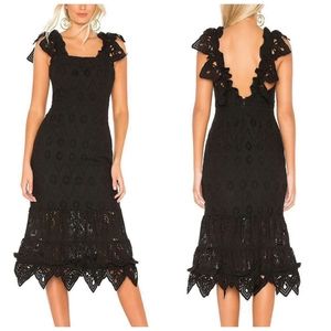 Shona Joy Revolve Viola cocktail midi dress black lace formal wedding guest NWT